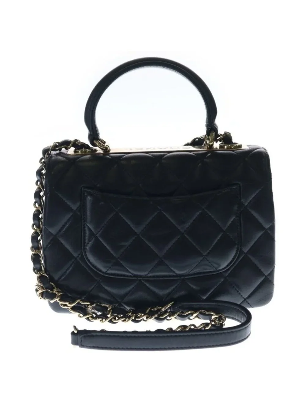 Chanel Trendy CC 2-Way Handbag Shoulder Bag Black Lambskin Gold